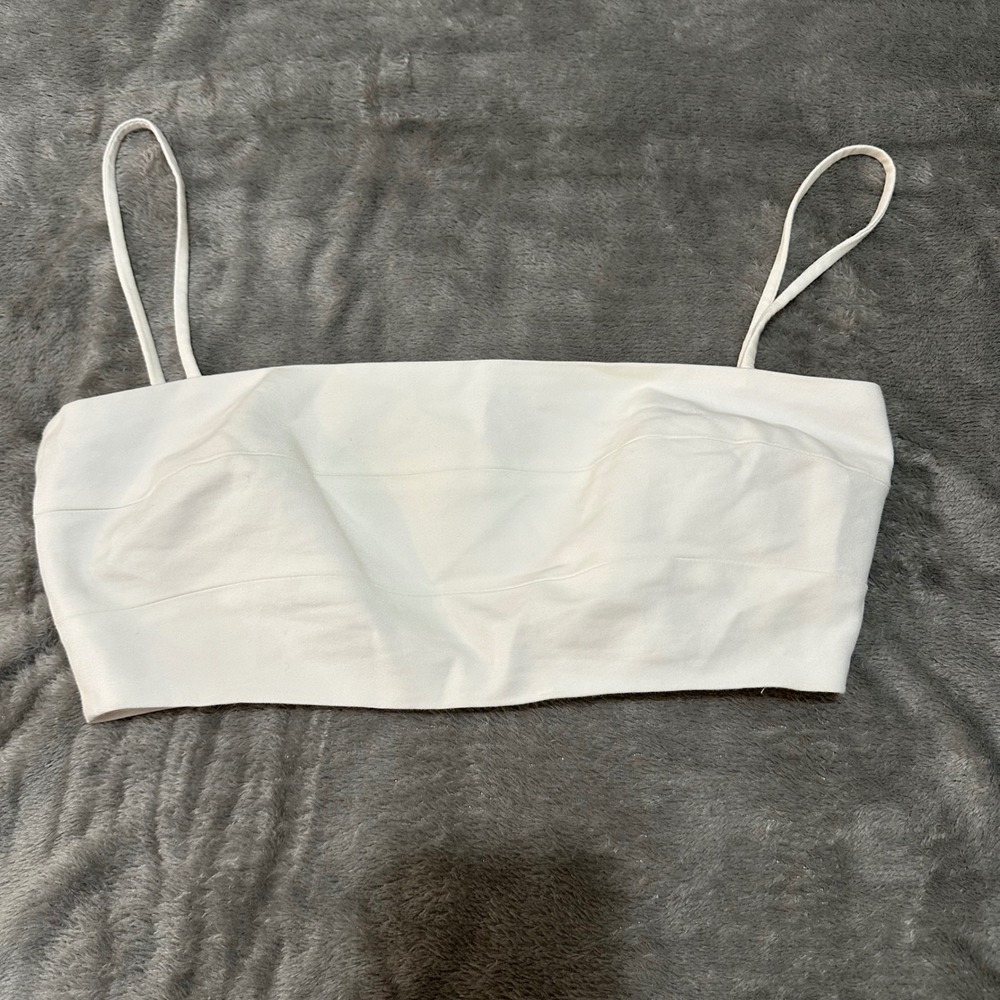 Zara Trafaluc Crop Top White Spaghetti Strap Zip Back Size Medium